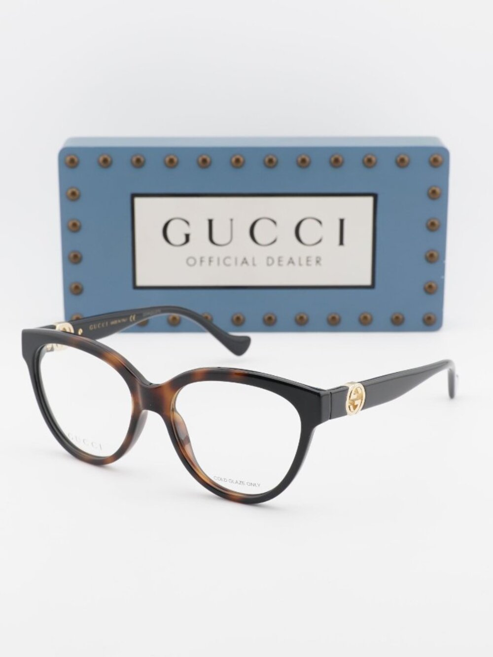 Gucci GG1024O 009 Cat Eye Eyeglasses – Shiny Dark Havana to Black Fade 54mm